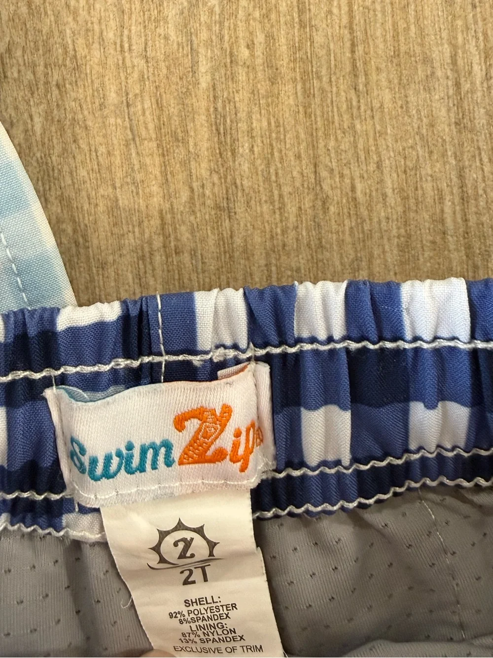 SwimZip Boys 2T UPF 50+ Gingham Swim Trunks Bundle Blue White Quick Dry Pool